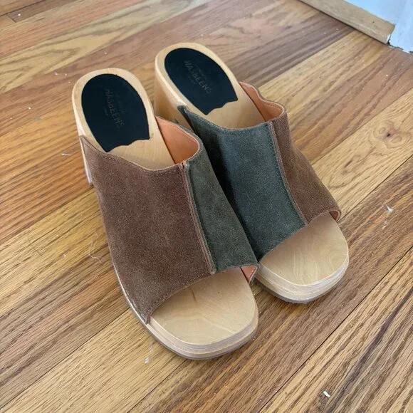 Swedish Hasbeen Open Toe Clog with Wooden Heel - Picture 1 of 4